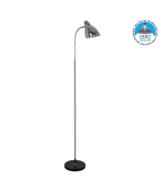 GLOBOSTAR® VERSA 00831 Μοντέρνο Επιδαπέδιο Φωτιστικό με Ντουί 1 x E27 AC 220-240V IP20 - Ασημί & Μαύρο - Μ15 x Π15 x Υ155cm